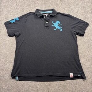 Cactus Men's Premium Blue Embroidered Dragon Polo Shirt Size XXL